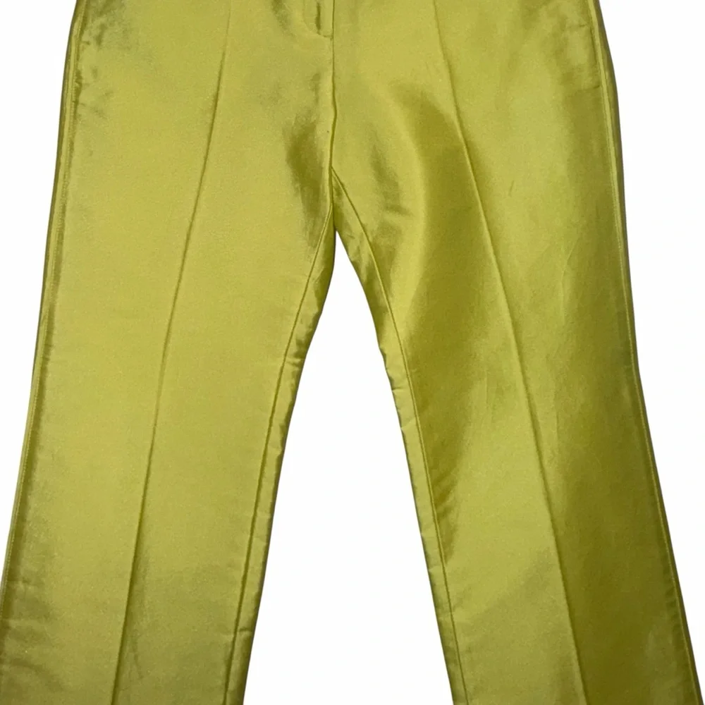 VALENTINO Mikado Silk Blend Pants Chartreuse Yellow Green IT40 US4 NWT ⚪️ - Picture 6 of 14